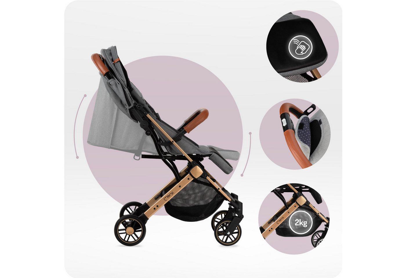MoMi Kinder-Buggy Estelle, (Packung), Leicht & kompakt, mit Liegefunktion bis 15 kg – Bild 3 von 5