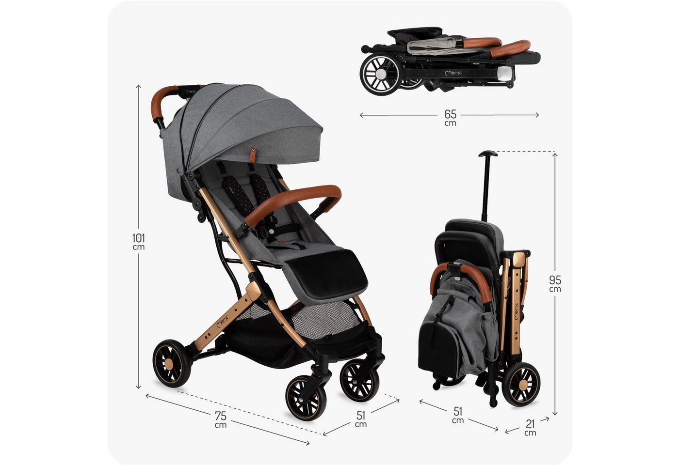 MoMi Kinder-Buggy Estelle, (Packung), Leicht & kompakt, mit Liegefunktion bis 15 kg – Bild 4 von 5