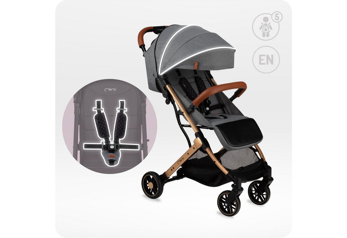 MoMi Kinder-Buggy Estelle, (Packung), Leicht & kompakt, mit Liegefunktion bis 15 kg – Bild 5 von 5