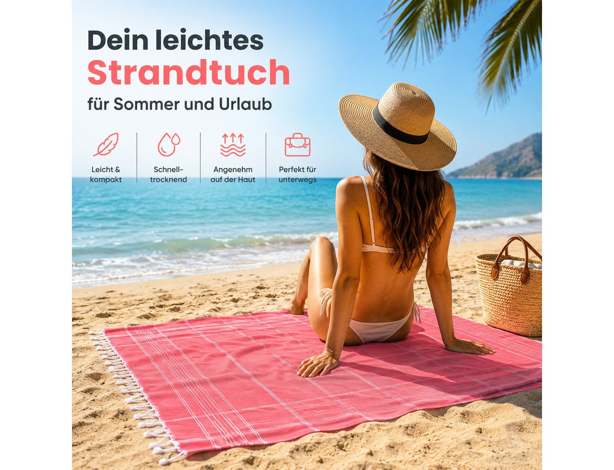 Mon Bijou Saunatuch Strandtuch, Saunahandtuch, Hamamtuch, (Spa-Collection, 1-St), schnell trocknend leicht kompakt ressourcenschonend antiallergen – Bild 2 von 5