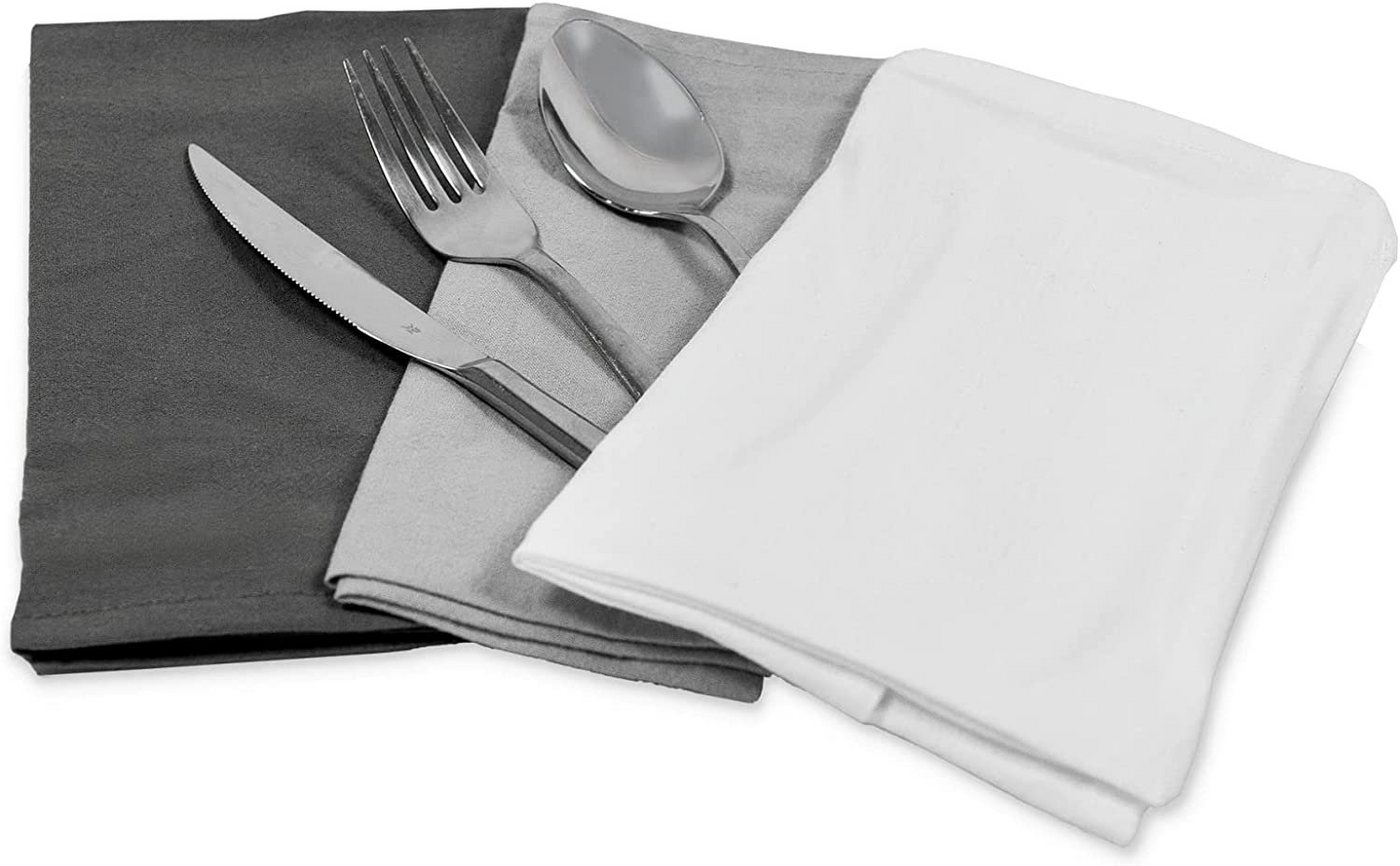 Mon Bijou Stoffserviette Stoffservietten Bio Baumwolle grau, weiß, dunkelgrau Servietten Stoff, (für Restaurants hochwertige Gastronomie Tischservietten Set 45  – Bild 5 von 5