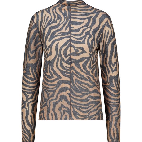 Monari Kurzarmhemd Pullover brown sugar gemustert