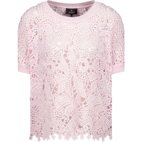 Monari Kurzarmpullover rosa,Casual,Baumwolle,Strukturiert,Rundhals,Kurz,Regular Fit