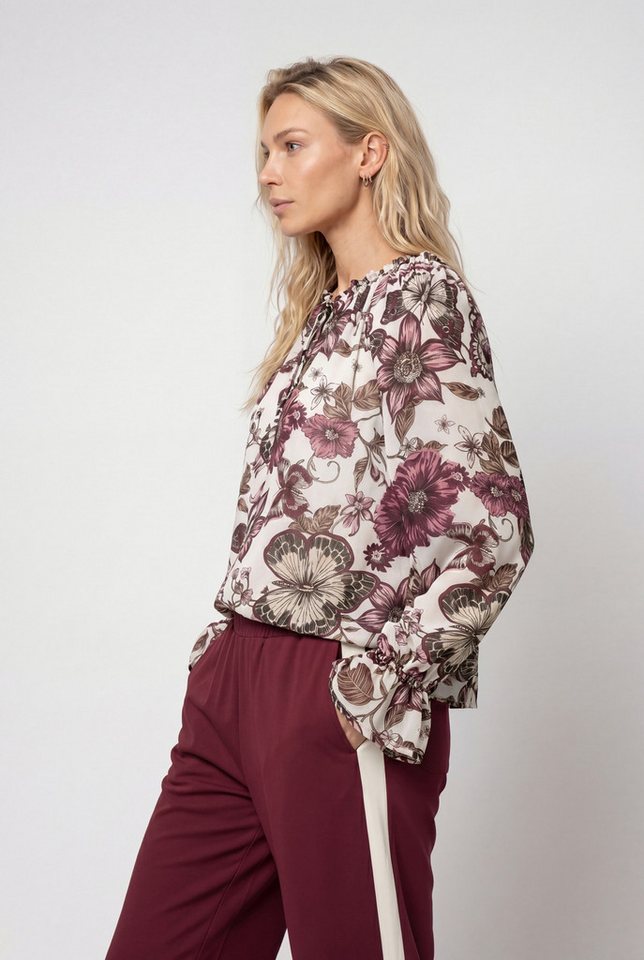 Monari Langarmbluse Bluse Blume allover Regular fit mit Raffungen – Bild 2 von 5
