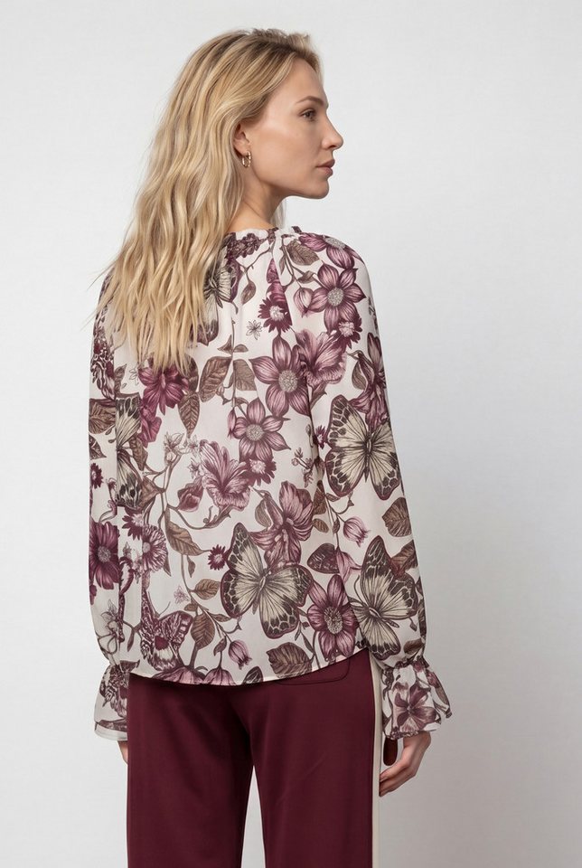 Monari Langarmbluse Bluse Blume allover Regular fit mit Raffungen – Bild 3 von 5