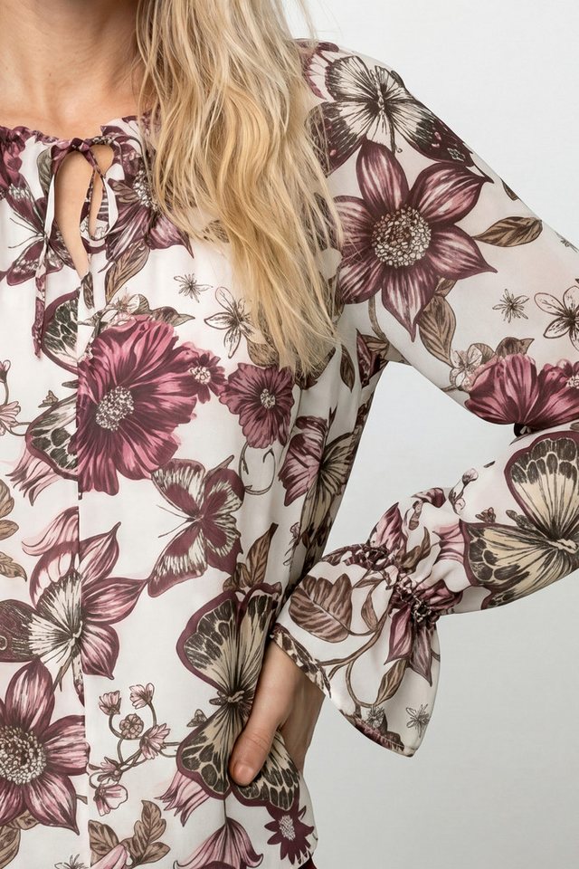 Monari Langarmbluse Bluse Blume allover Regular fit mit Raffungen – Bild 4 von 5
