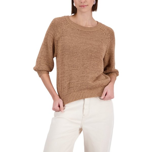 Monari Langarmshirt braun,Casual,Baumwolle,Unifarben,Rundhals,3/4 Arm,Regular Fit