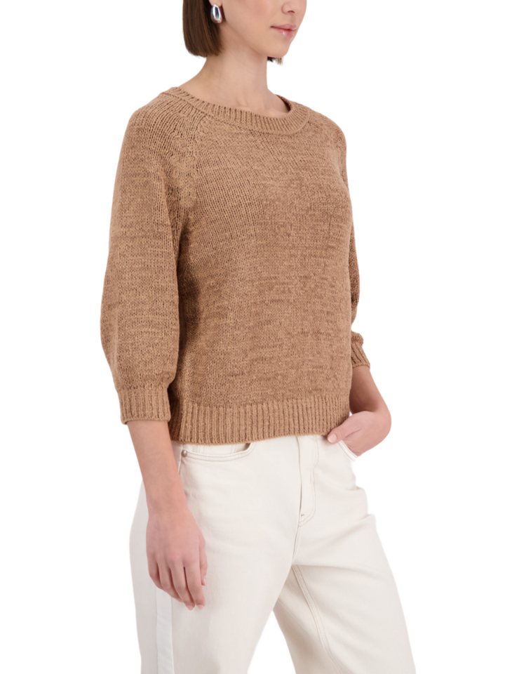 Monari Langarmshirt braun,Casual,Baumwolle,Unifarben,Rundhals,3/4 Arm,Regular Fit – Bild 2 von 5