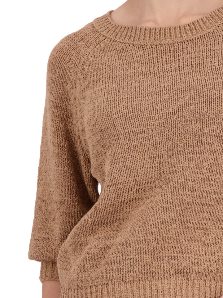 Monari Langarmshirt braun,Casual,Baumwolle,Unifarben,Rundhals,3/4 Arm,Regular Fit – Bild 4 von 5