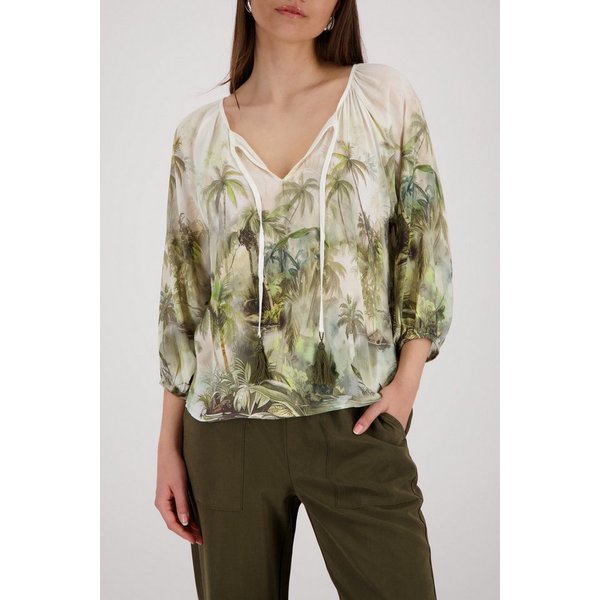 Monari Schlupfbluse Bluse Tropical Allover Regular fit mit tropischem Print