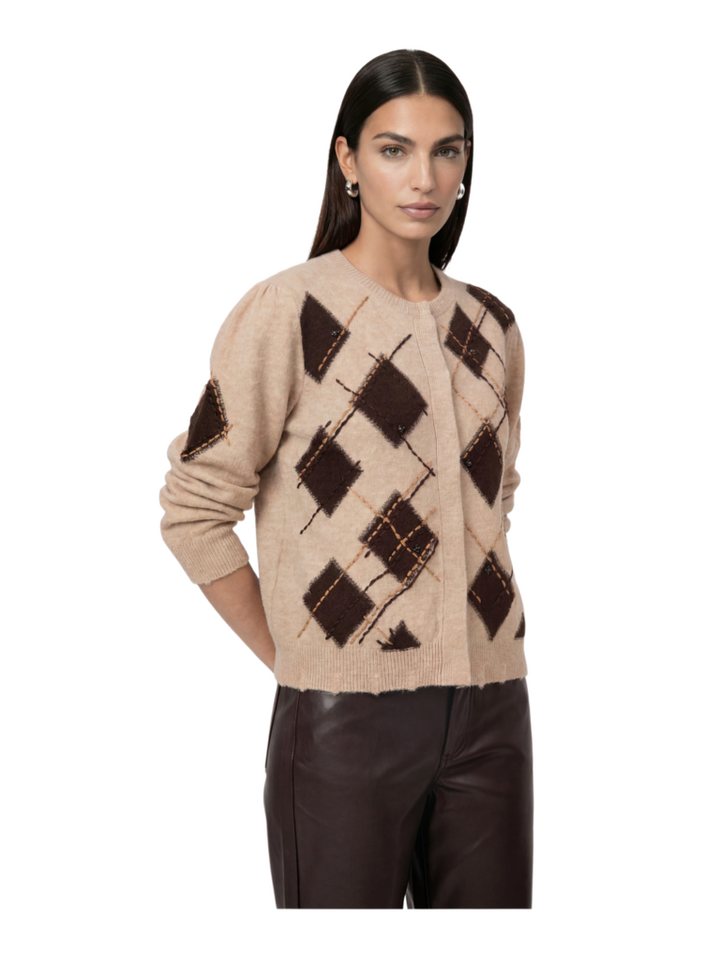 Monari Strickjacke Casual,Polyacryl,Gemustert,Rundhals,Langarm,Regular Fit – Bild 2 von 5