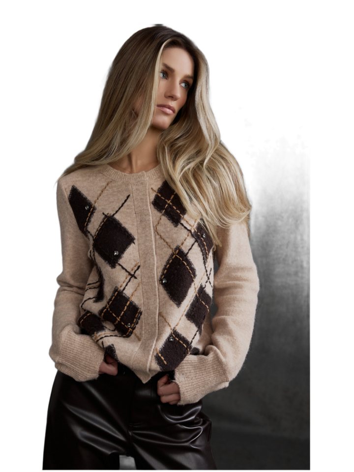 Monari Strickjacke Casual,Polyacryl,Gemustert,Rundhals,Langarm,Regular Fit – Bild 5 von 5