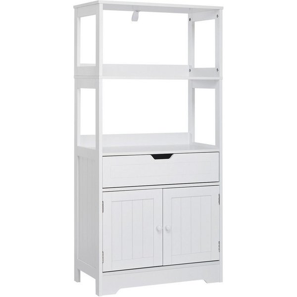 Mondeer Badkommode Badezimmerschrank, Badschrank, Aufbewahrungsschrank, 60 x 30 x 121cm, weiß