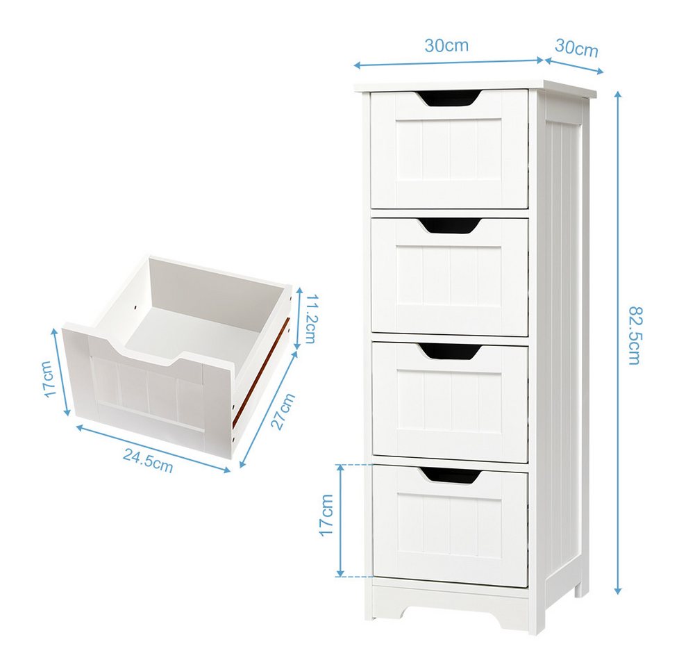 Mondeer Badkommode Badezimmerschrank, Kommode aus Holz, Sideboard mit Stauraum, Modern, Weiß – Bild 5 von 5