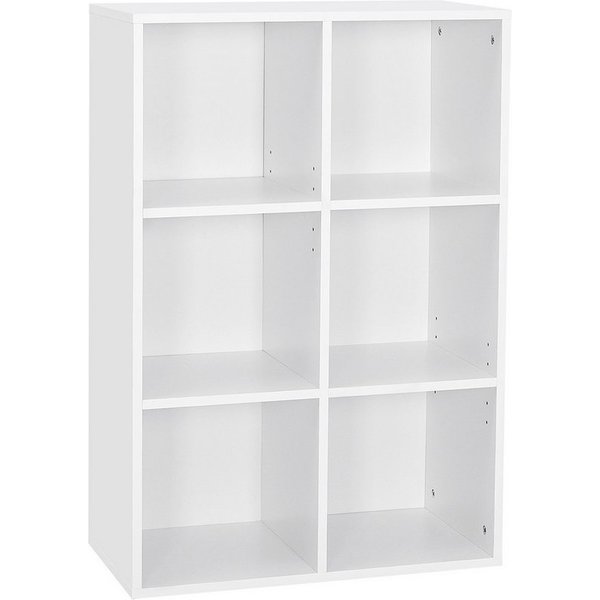 Mondeer Bücherregal Bücherschrank, Würfelregal, Standregal, mit 6 Fächern, Weiß