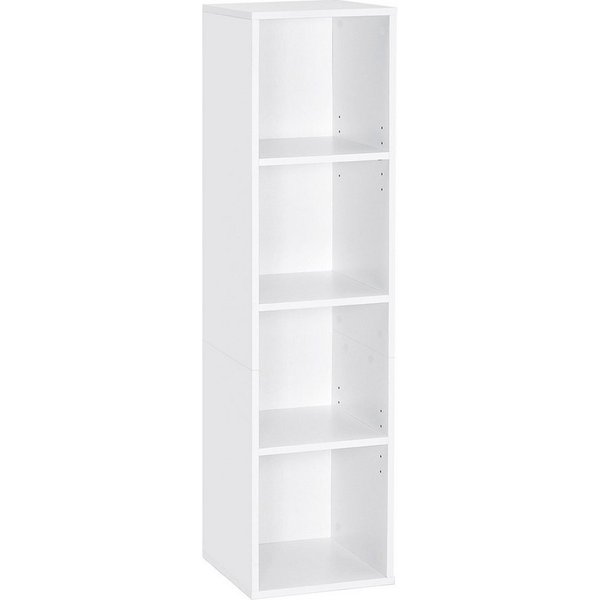 Mondeer Bücherregal Standregal, Wandregal, Bücherschrank aus Holz mit 4 Fächer, 30x30x120cm, Weiß