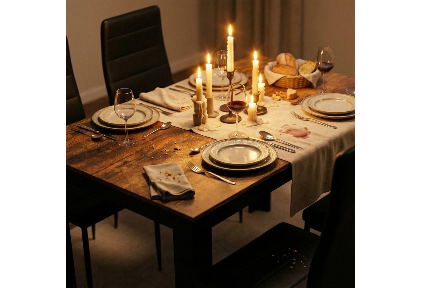 Mondeer Essgruppe Esszimmergruppe (Set, 5-tlg), (1 Tisch + 4 Stühle), Spanplatte & Lederimitat, Zweifarbig, Ergonomisch – Bild 4 von 5