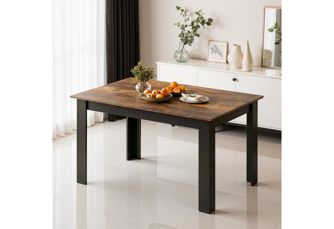 Mondeer Essgruppe Esszimmergruppe (Set, 5-tlg), (1 Tisch + 4 Stühle), Spanplatte & Lederimitat, Zweifarbig, Ergonomisch – Bild 5 von 5
