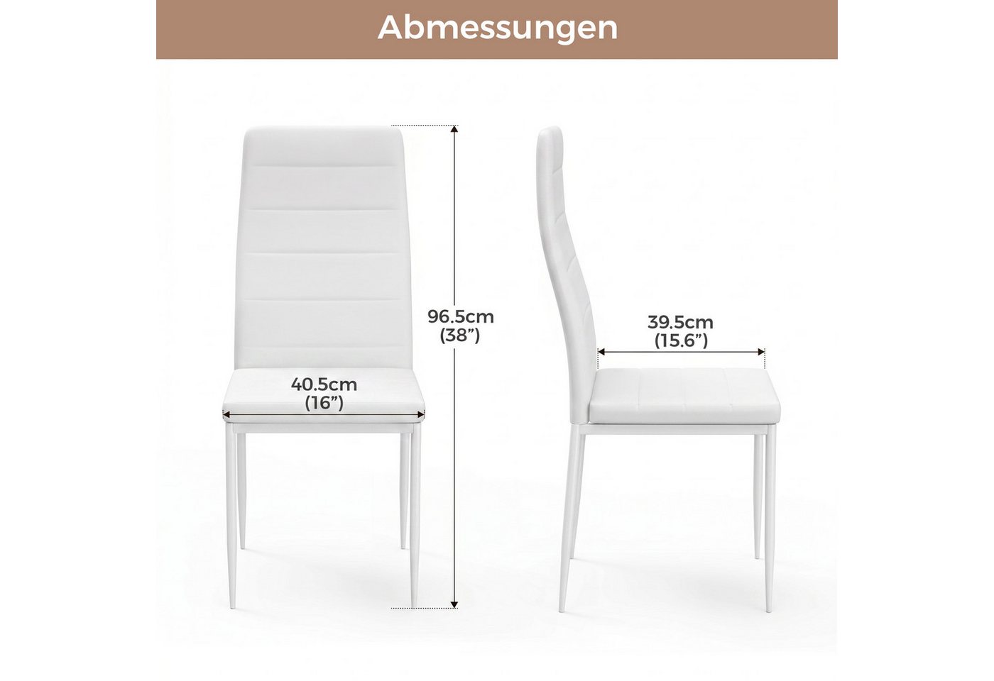 Mondeer Essgruppe Esszimmergruppe (Set, 7-tlg), 1 Tische mit 6 weiß Stühlen – Bild 5 von 5