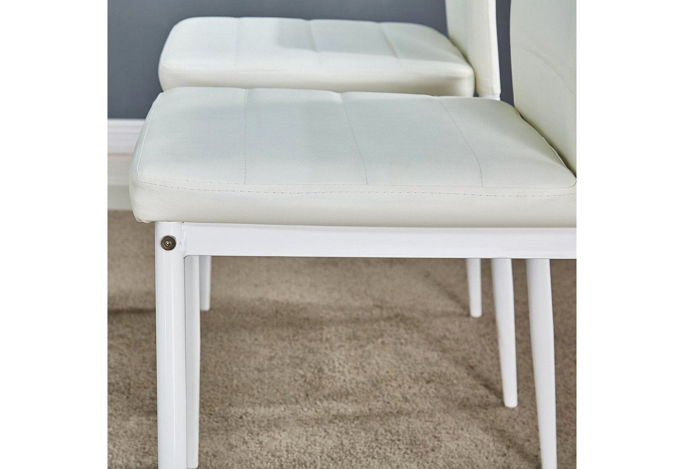 Mondeer Essgruppe Esszimmergruppe (Set, 5-tlg), (1 Tisch + 4 Stühle), Spanplatte & Lederimitat, Zweifarbig, Ergonomisch – Bild 5 von 5