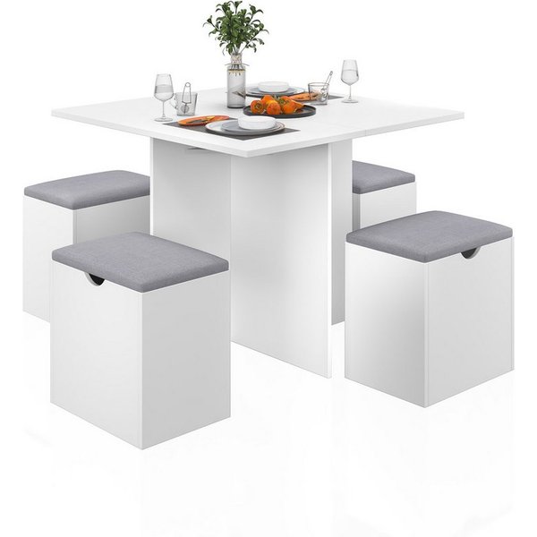 Mondeer Essgruppe (Set, 5-tlg), (5-tlg), 4 Stühle und 1 Tisch,weiß