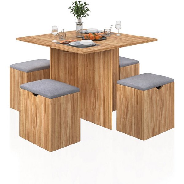 Mondeer Essgruppe (Set, 5-tlg), (5-tlg), 4 Stühle und 1 Tisch,Roteiche