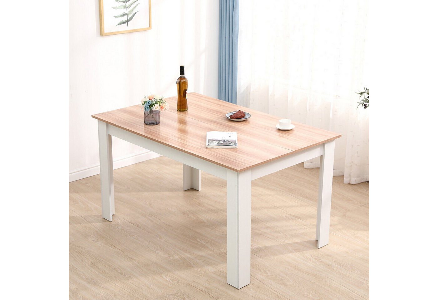 Mondeer Esstisch Esszimmertisch, 138 x 90 x 75cm, Eiche und Weiß – Bild 2 von 5