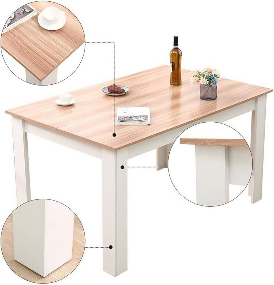Mondeer Esstisch Esszimmertisch, 138 x 90 x 75cm, Eiche und Weiß – Bild 3 von 5