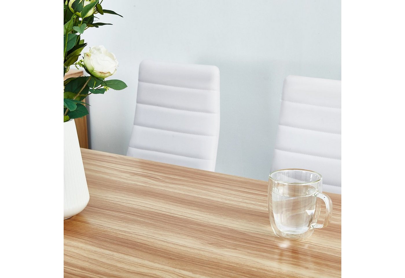 Mondeer Esstisch Esszimmertisch, 138 x 90 x 75cm, Eiche und Weiß – Bild 5 von 5