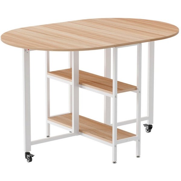 Mondeer Esstisch Klappbarer (1 Tisch), Gestell aus Metall, mit Zwei offene Ablagefächer, Breite 120cm