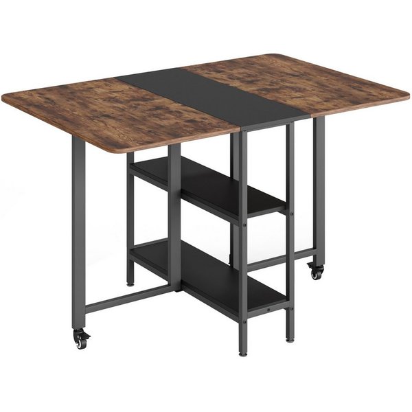 Mondeer Esstisch Klappbarer (1 Tisch), Gestell aus Metall, mit Zwei offene Ablagefächer, Breite 120cm