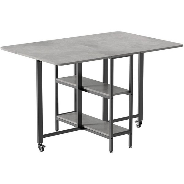 Mondeer Esstisch Klappbarer (1 Tisch), Gestell aus Metall, mit Zwei offene Ablagefächer, Breite 120cm
