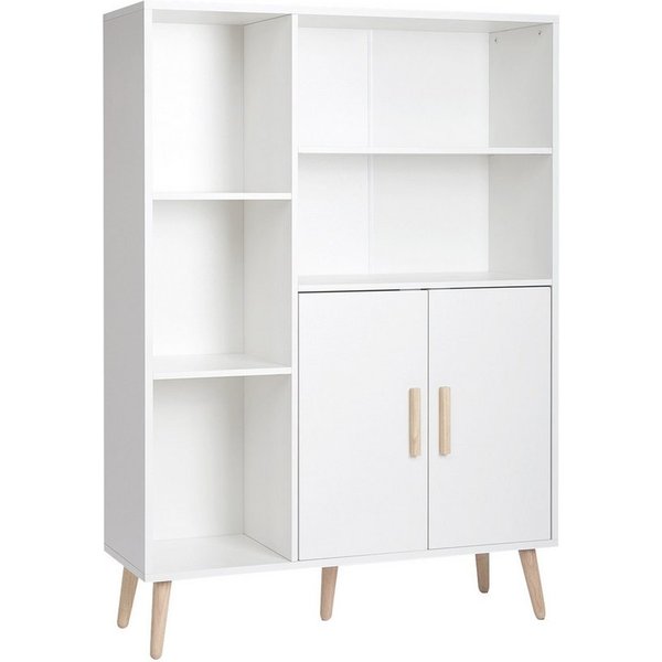 Mondeer Kommode Sideboard, Lagerschrank mit 2 Türen und 5 Fächern,Holz