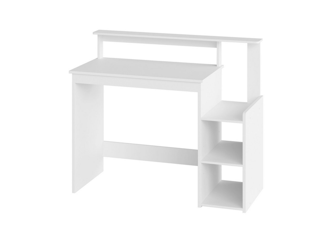 Mondeer Schreibtisch Computertisch, mit verstellbarem Ablagefach, Monitorhalterung, 110 x 48 x 93 cm, weiß – Bild 3 von 5