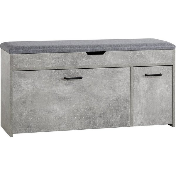 Mondeer Schuhbank Schuhhocker, mit Sitzfläche, mit Klappschublade, 100 x 30 x 52 cm, Weiß + Grau