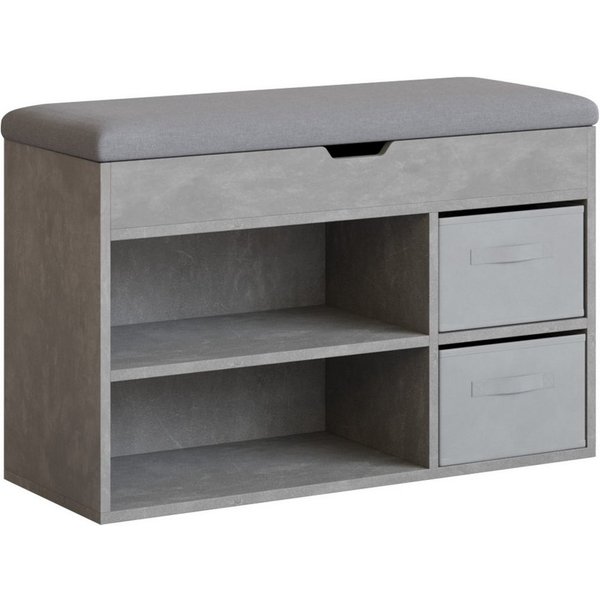 Mondeer Schuhbank Schuhhocker (80 x 48 x 30 cm), Holzschuhablage mit Stoffschublade und aufklappbarem Sitzfläche
