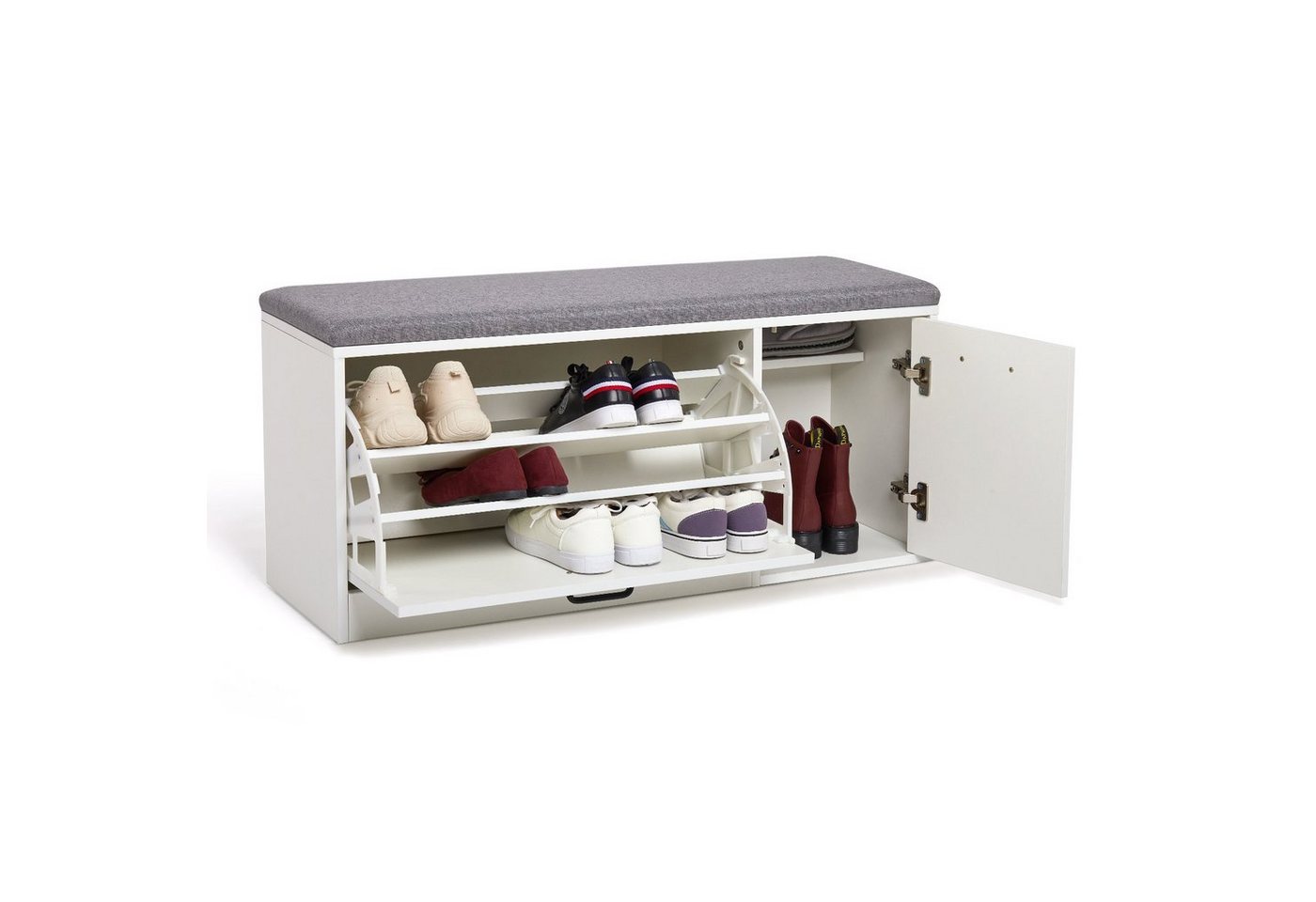 Mondeer Schuhbank Schuhhocker, Schuhregal mit Sitzfläche, L100 x B30 x H46,5 cm – Bild 2 von 5