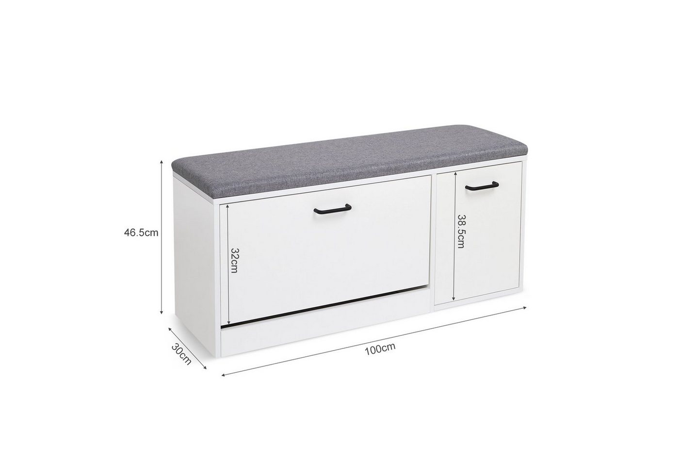 Mondeer Schuhbank Schuhhocker, Schuhregal mit Sitzfläche, L100 x B30 x H46,5 cm – Bild 3 von 5