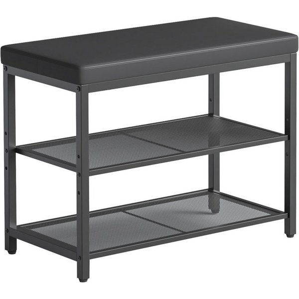 Mondeer Schuhbank Schuhregal (3-stufiges), Gepolsterte Bank mit Kissen und Netzregalen, 60 x 50 x 30 cm