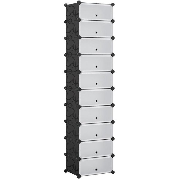 Mondeer Schuhregal Schuhschrank, Kunststoff-Schuhschrank mit Tür, Platzsparend, für 10-20 Paar Schuhe