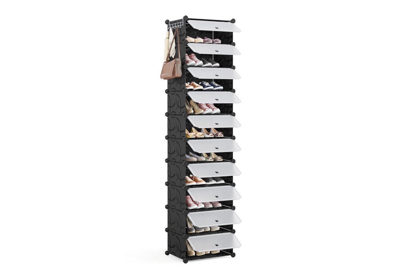 Mondeer Schuhregal Schuhschrank, Kunststoff-Schuhschrank mit Tür, Platzsparend, für 10-20 Paar Schuhe – Bild 3 von 5
