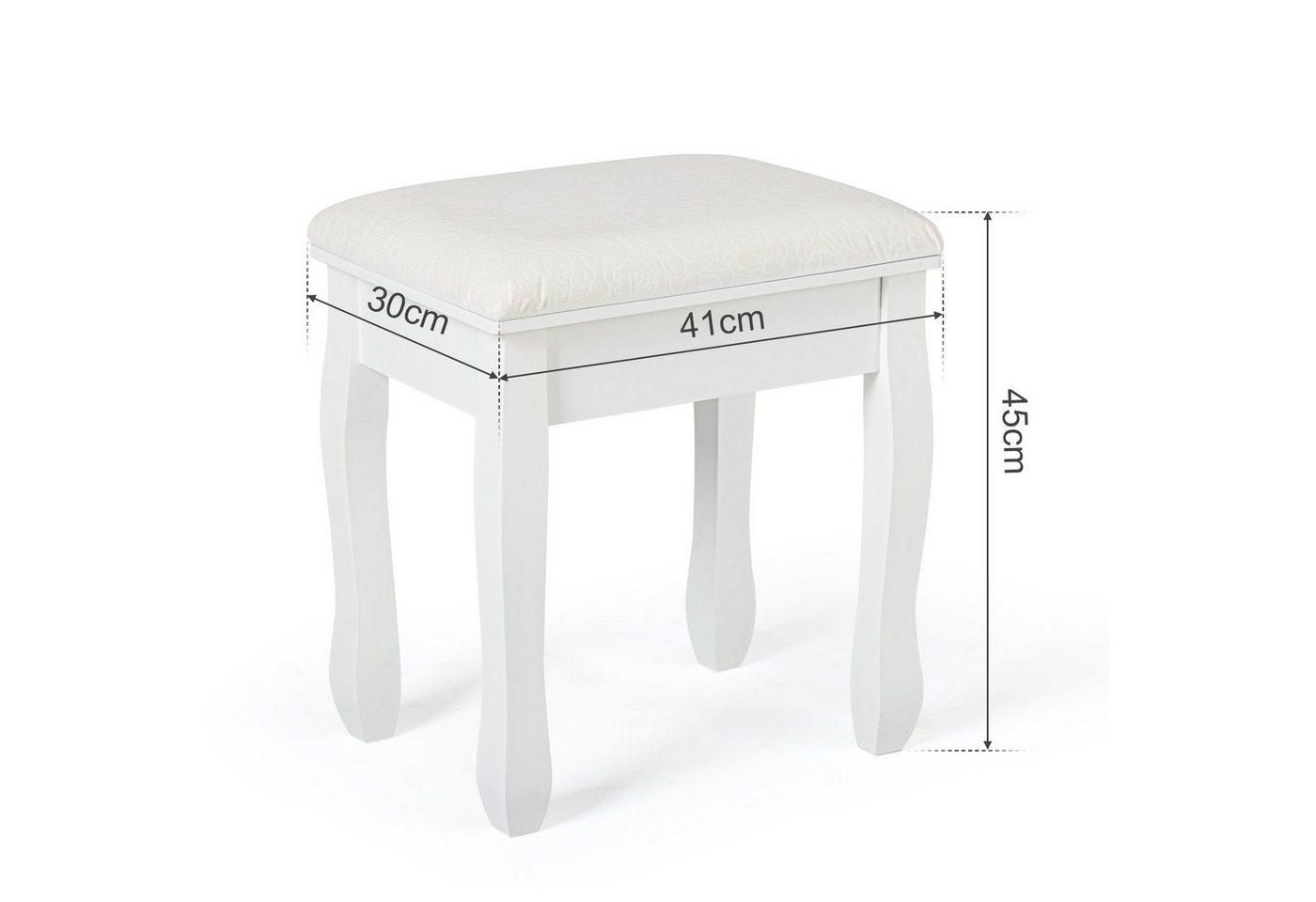 Mondeer Sitzhocker Schminktisch-Hocker (1 St), weißes Kissen, bedruckter Klavierhocker, 41x35x45cm – Bild 5 von 5