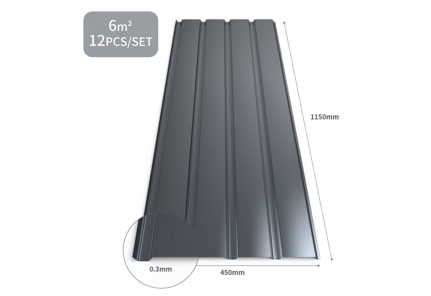 Mondeer Wellplatte Dachplatten(12-tlg), (12-St), 12x Trapezblech 115cm x 45cm verzinkt Profilblech Dachblech – Bild 2 von 5