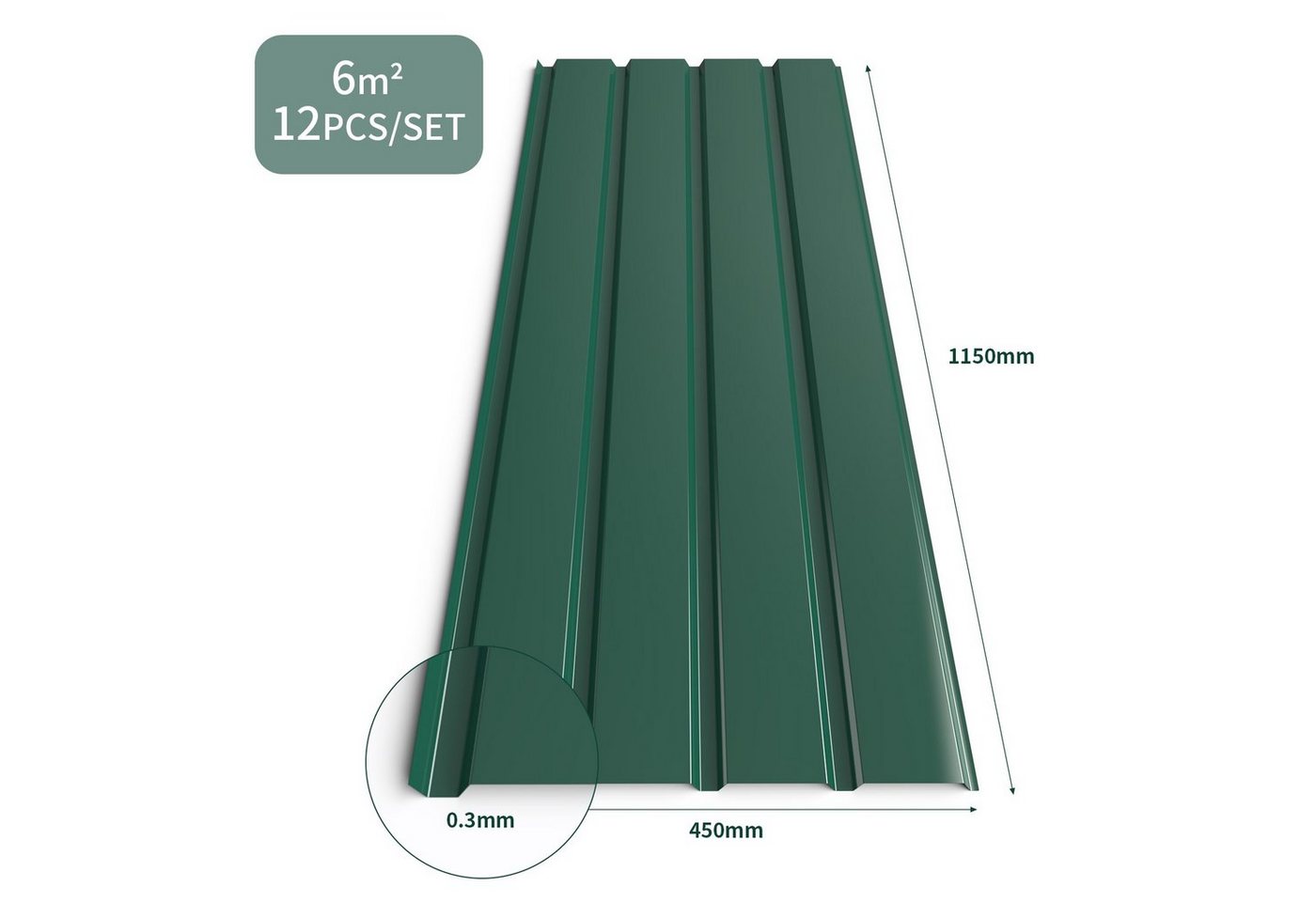 Mondeer Wellplatte Dachplatten(12-tlg), (12-St), 12x Trapezblech 115cm x 45cm verzinkt Profilblech Dachblech – Bild 2 von 5