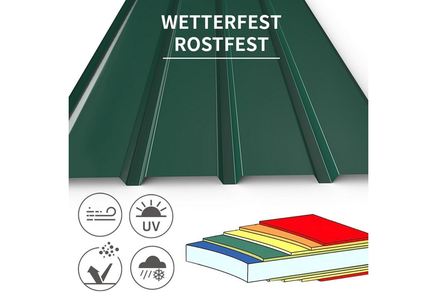 Mondeer Wellplatte Dachplatten(12-tlg), (12-St), 12x Trapezblech 115cm x 45cm verzinkt Profilblech Dachblech – Bild 4 von 5