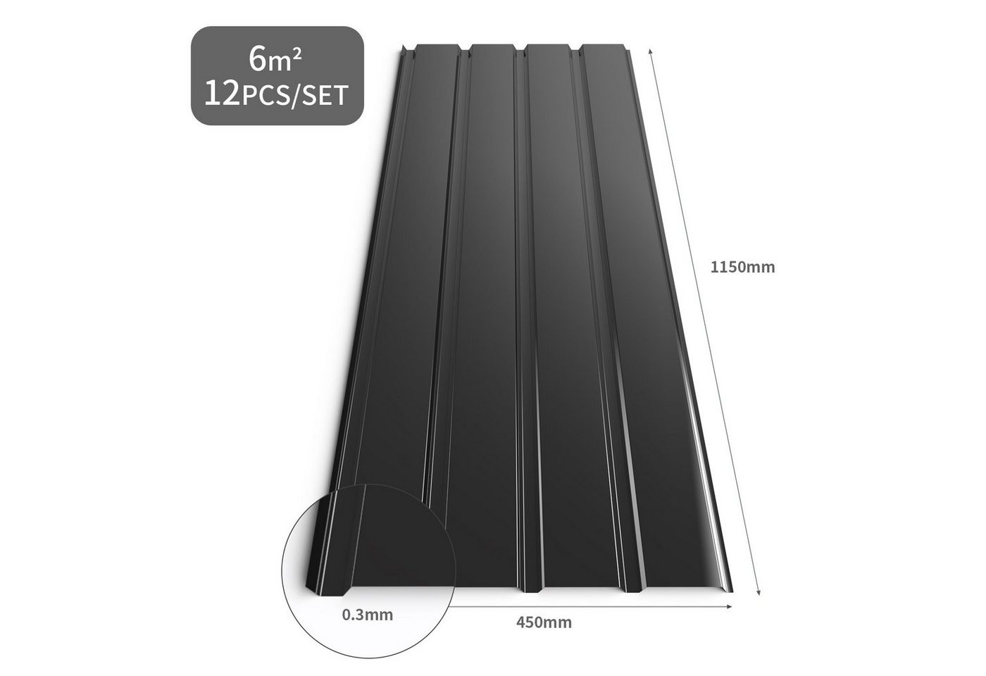 Mondeer Wellplatte Dachplatten(12-tlg), (12-St), 12x Trapezblech 115cm x 45cm verzinkt Profilblech Dachblech – Bild 2 von 5