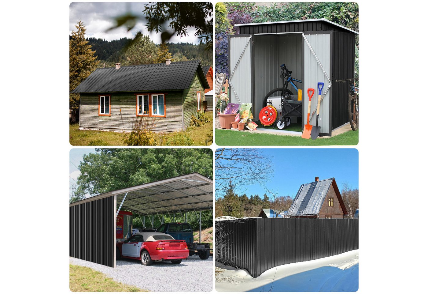 Mondeer Wellplatte Dachplatten(14-tlg), 0,25 mm, (Metall Trapezblech, 14-St), Wellblechplatten für Dach, 7m², 110*46cm, Schwarz – Bild 2 von 5