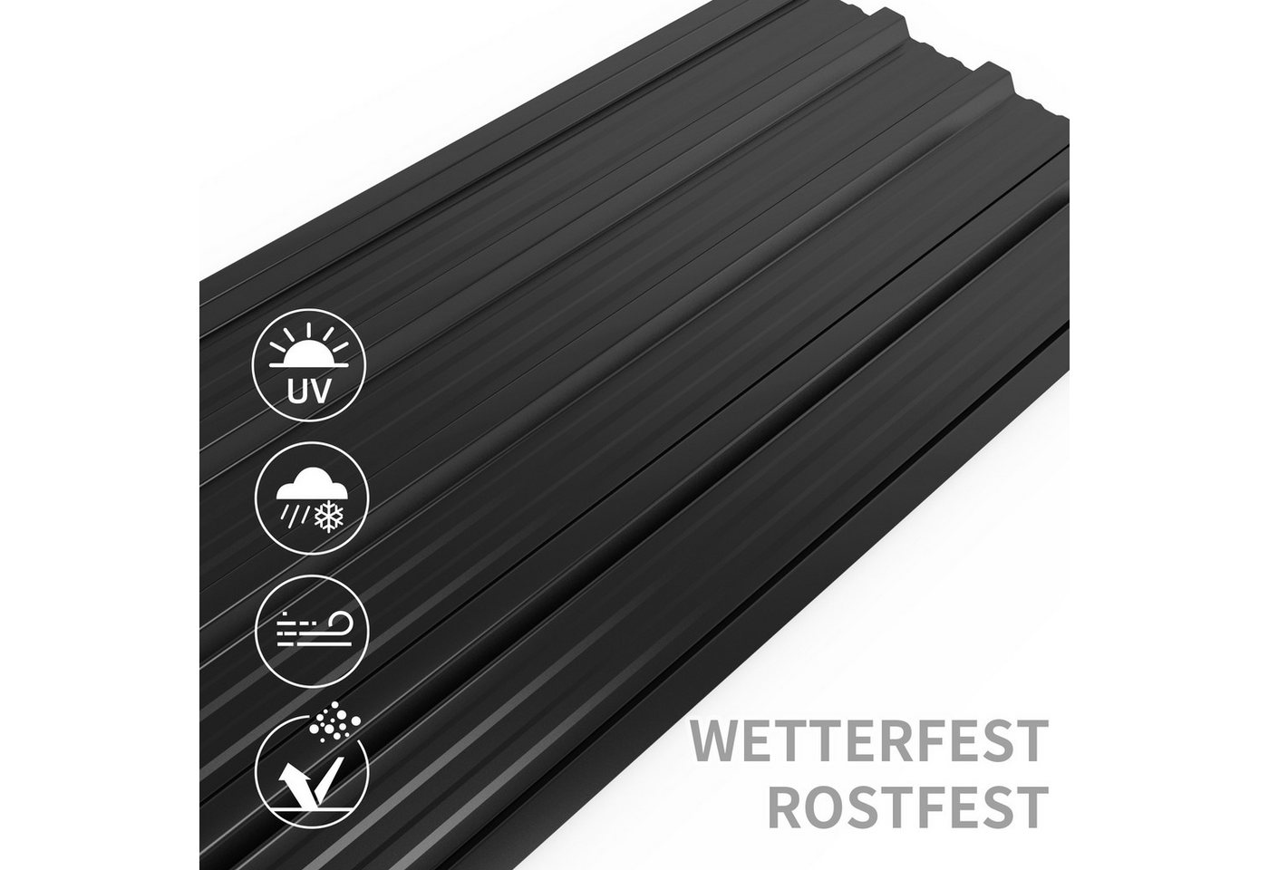 Mondeer Wellplatte Dachplatten(14-tlg), 0,25 mm, (Metall Trapezblech, 14-St), Wellblechplatten für Dach, 7m², 110*46cm, Schwarz – Bild 3 von 5