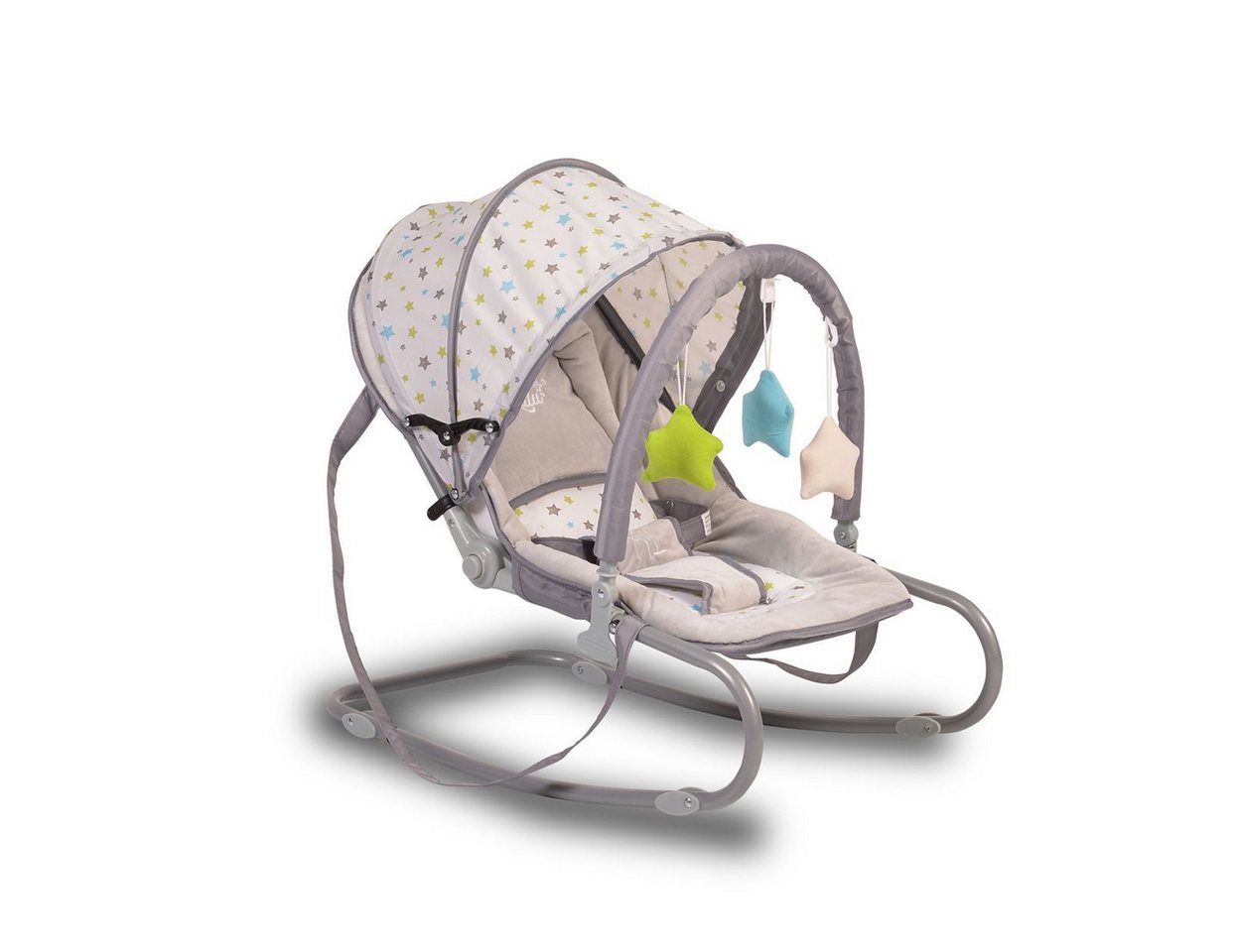 Moni Babywippe Lulu, verstellbare Sitzposition, Spielbogen, Tragehenkel, Metallrahmen – Bild 2 von 5