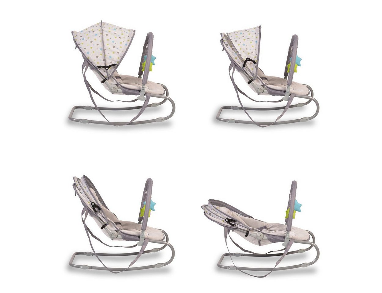 Moni Babywippe Lulu, verstellbare Sitzposition, Spielbogen, Tragehenkel, Metallrahmen – Bild 5 von 5